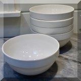 K27. Set of 5 white Crate and Barrel bowls. 3.5”h x 7”w - $45 for the set 